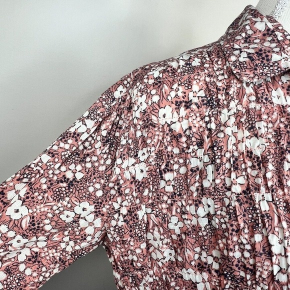 Anthropologie Pilcro Pink Floral Sasha Smocked Button Down Shirt Blouse S - Picture 5 of 15